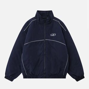 Like new Alfric Eden navy Line Patchwork Coat